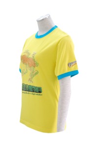 T172 t恤燙畫 t-shirts design  量身訂造圓領T恤  印製logo圖案公司      黃色  假兩件T恤